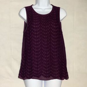 Ann Taylor LOFT purple lace tank casual